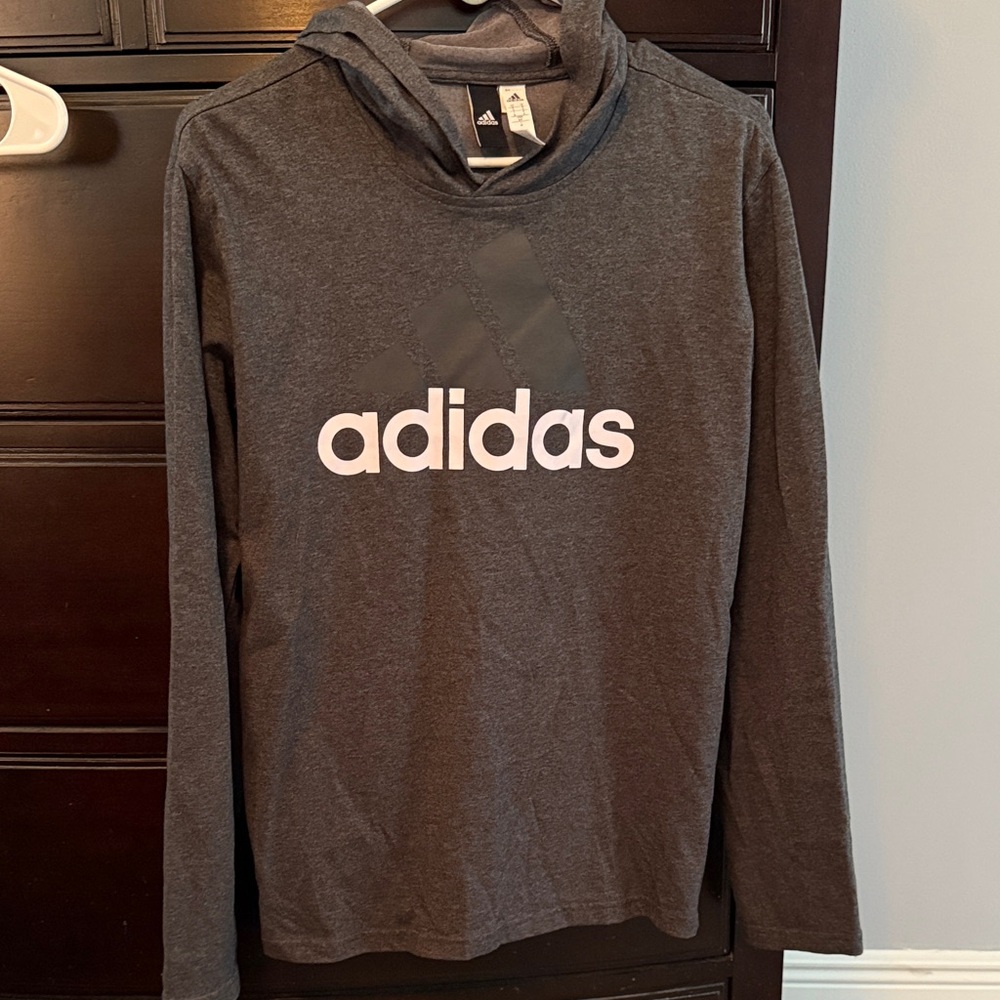 Adidas Charcoal Hoodie with White Logo